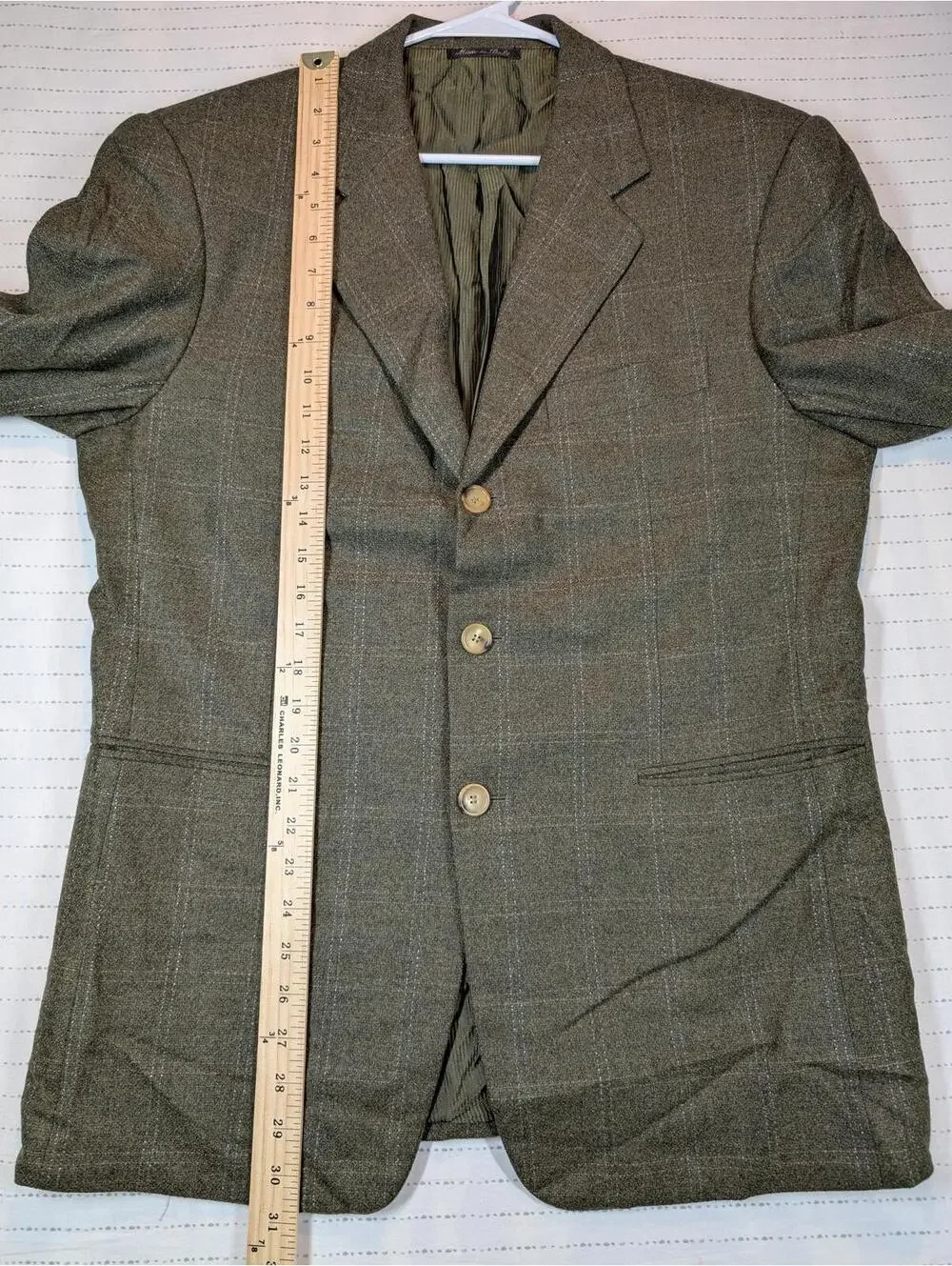 Pal Zileri Wool Cashmere Blazer Sport Coat Italy Mens 40R Green Plaid